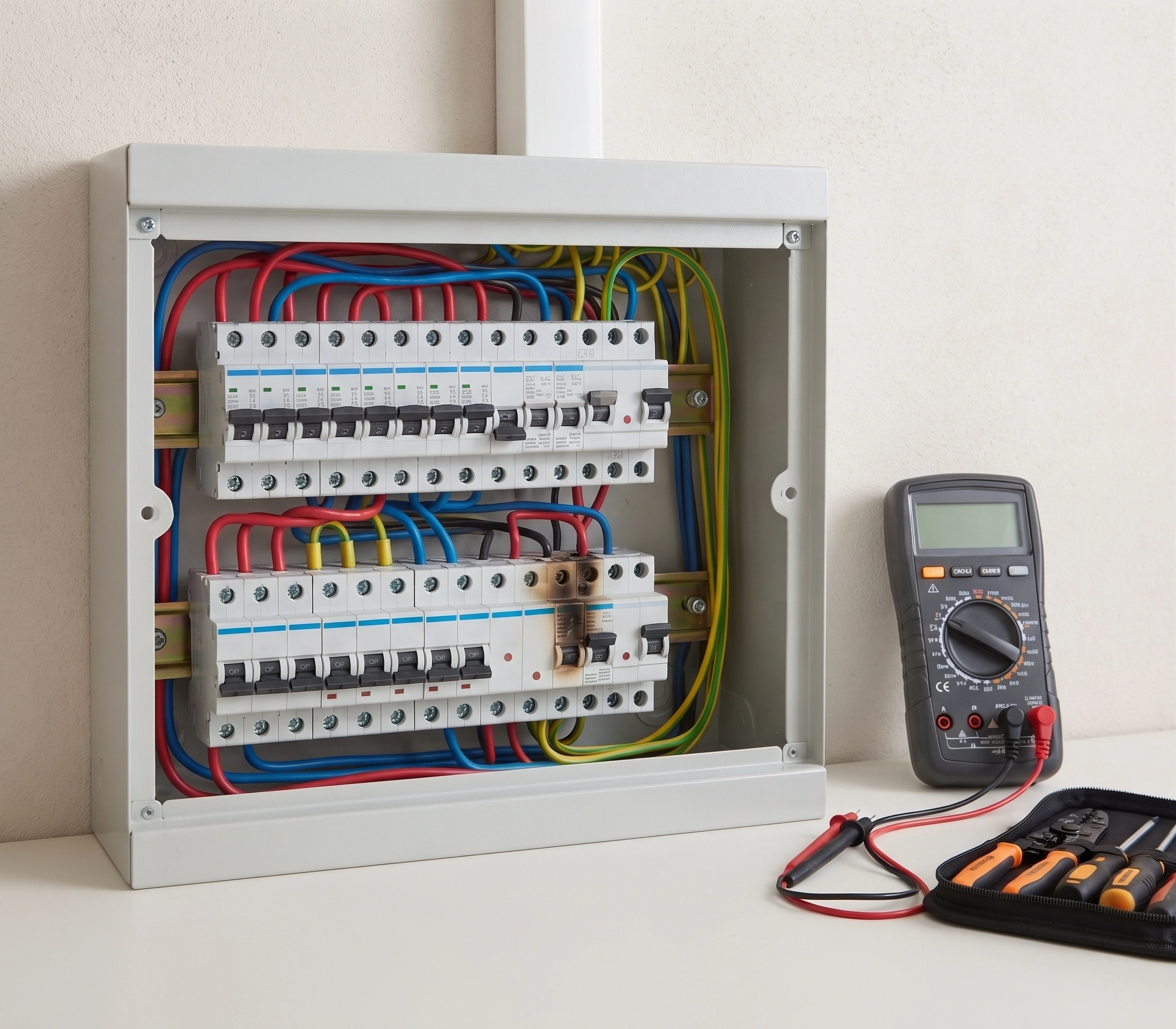 Electrician working on a distribution board in an Islamabad home