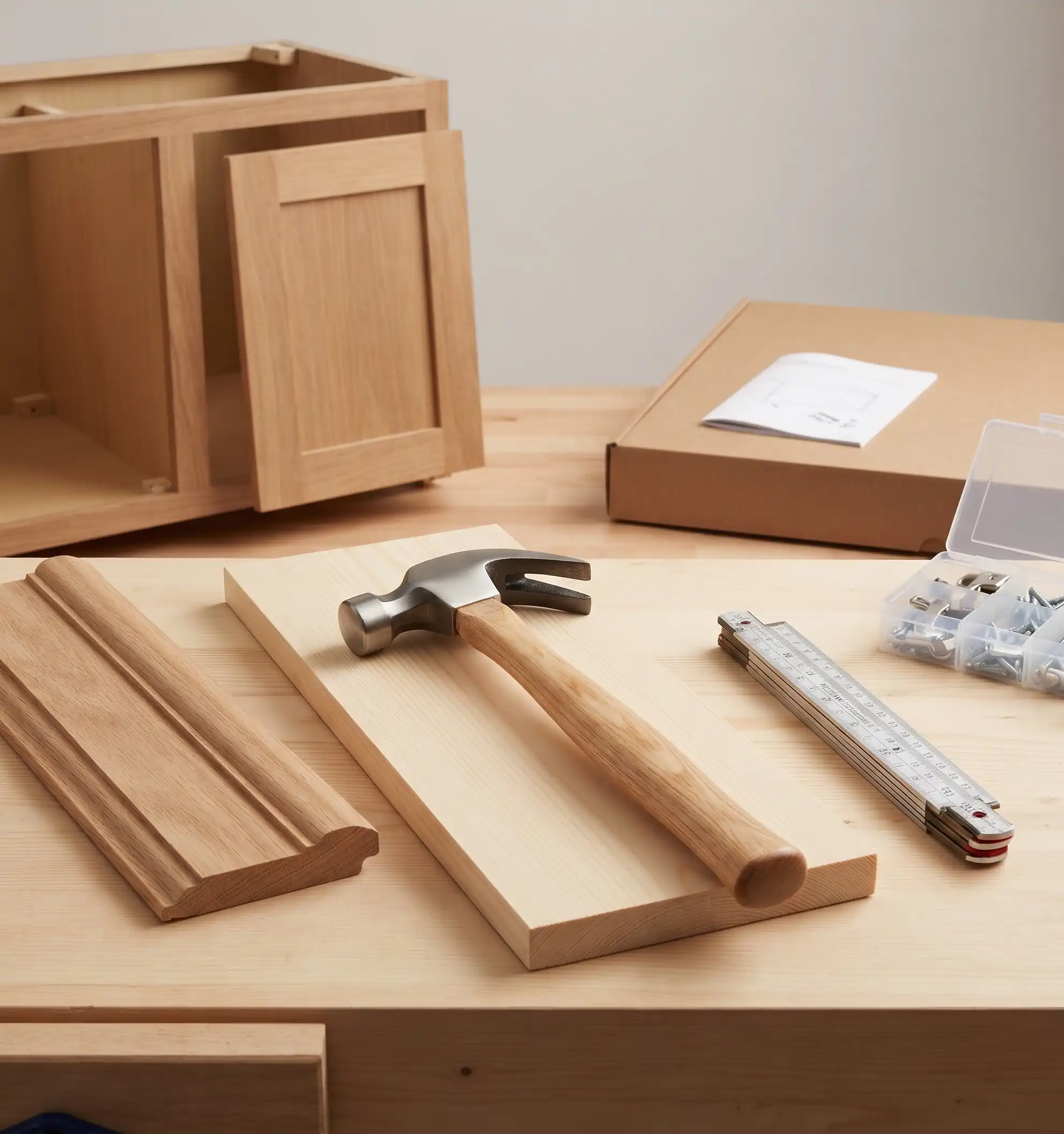 Carpenter fitting furniture and woodwork in an Islamabad home