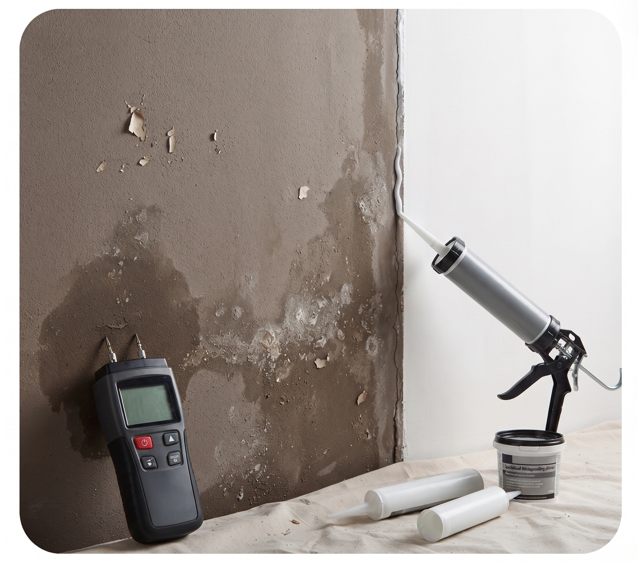 Damp and seepage being sealed and prepared before painting in Islamabad
