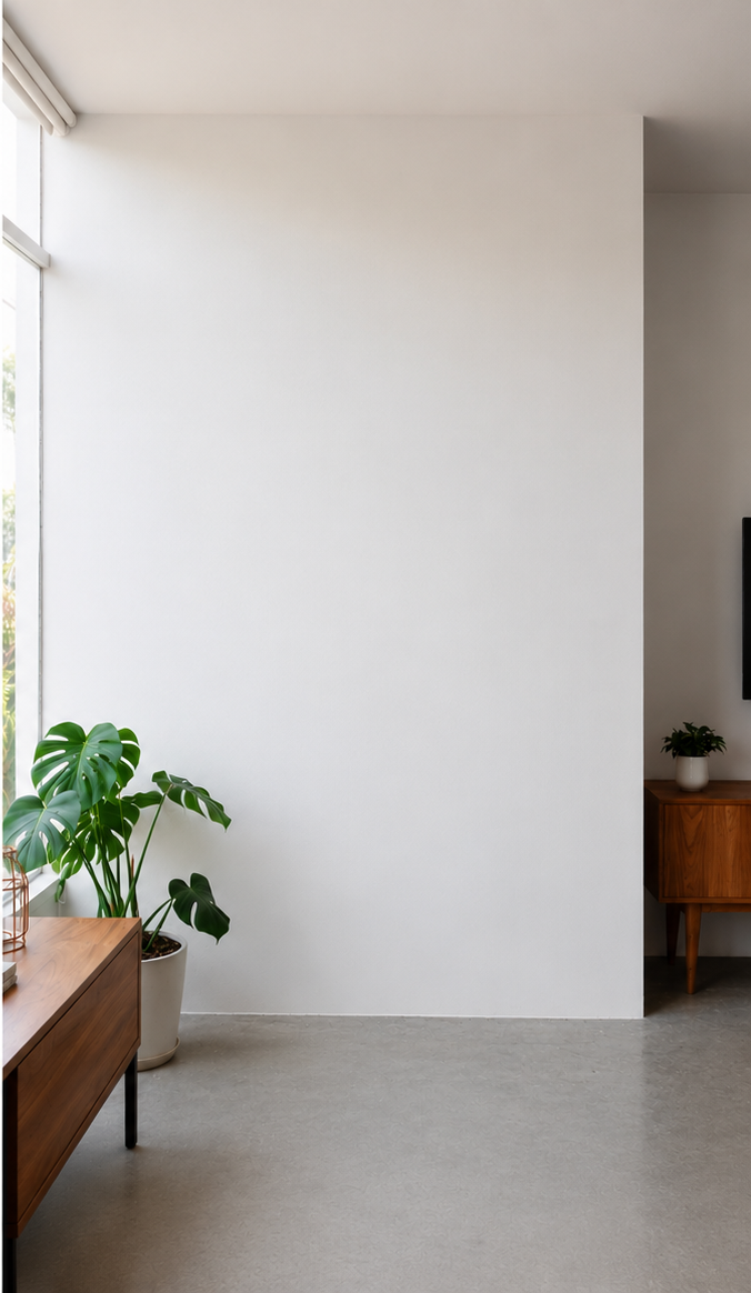Interior wall repainted after seepage repair in Islamabad