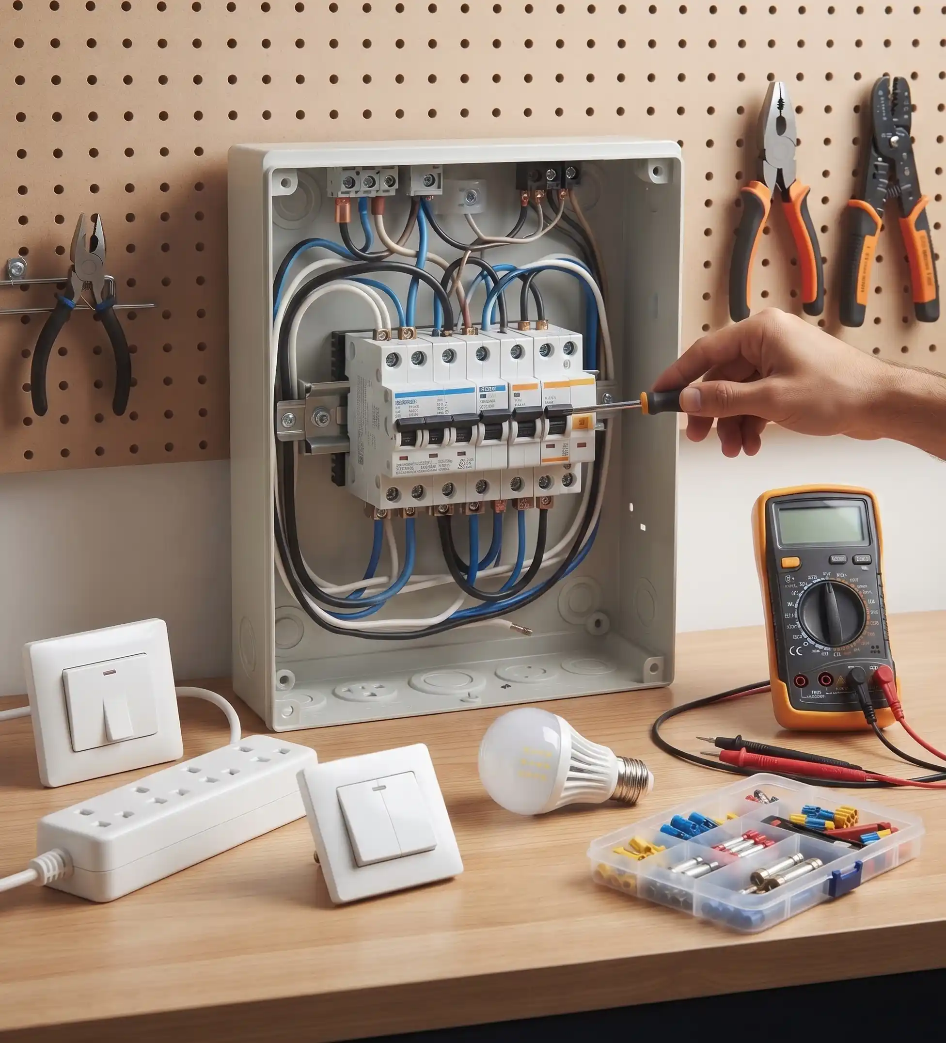 Electrician working on a distribution board in an Islamabad home