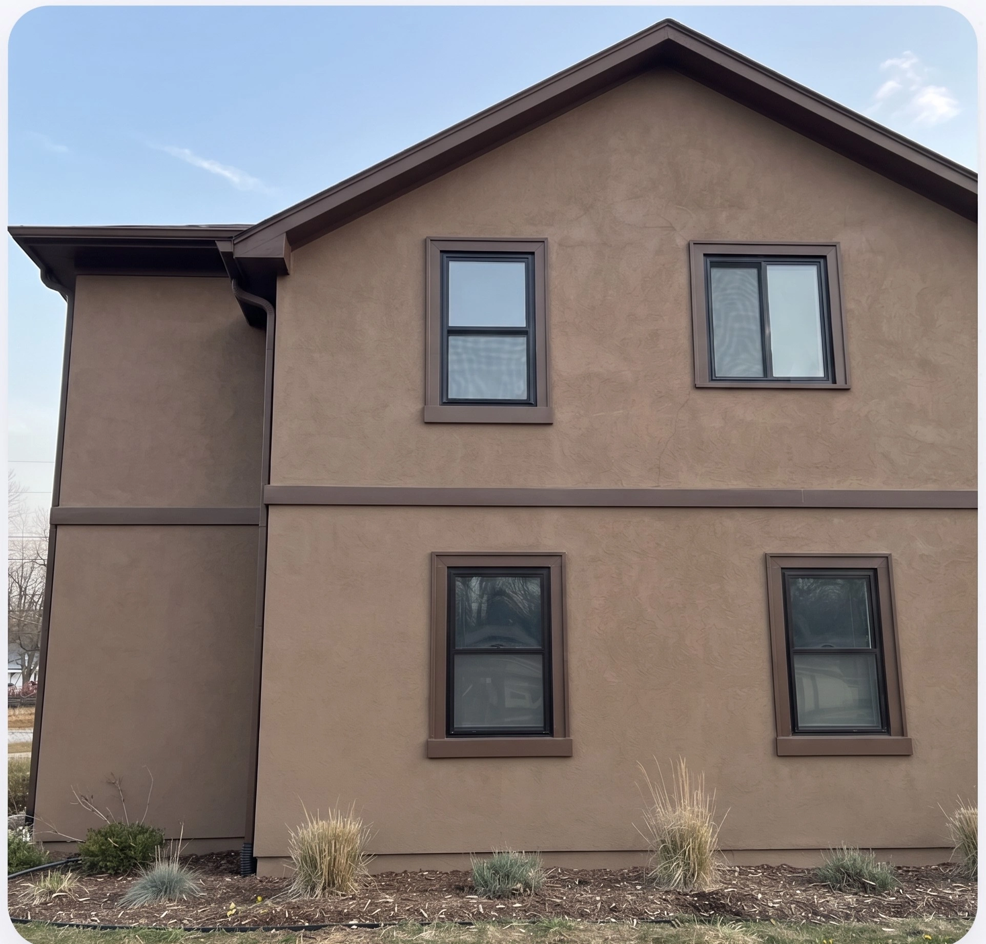 The same elevation after washing, filling and two coats of weathershield