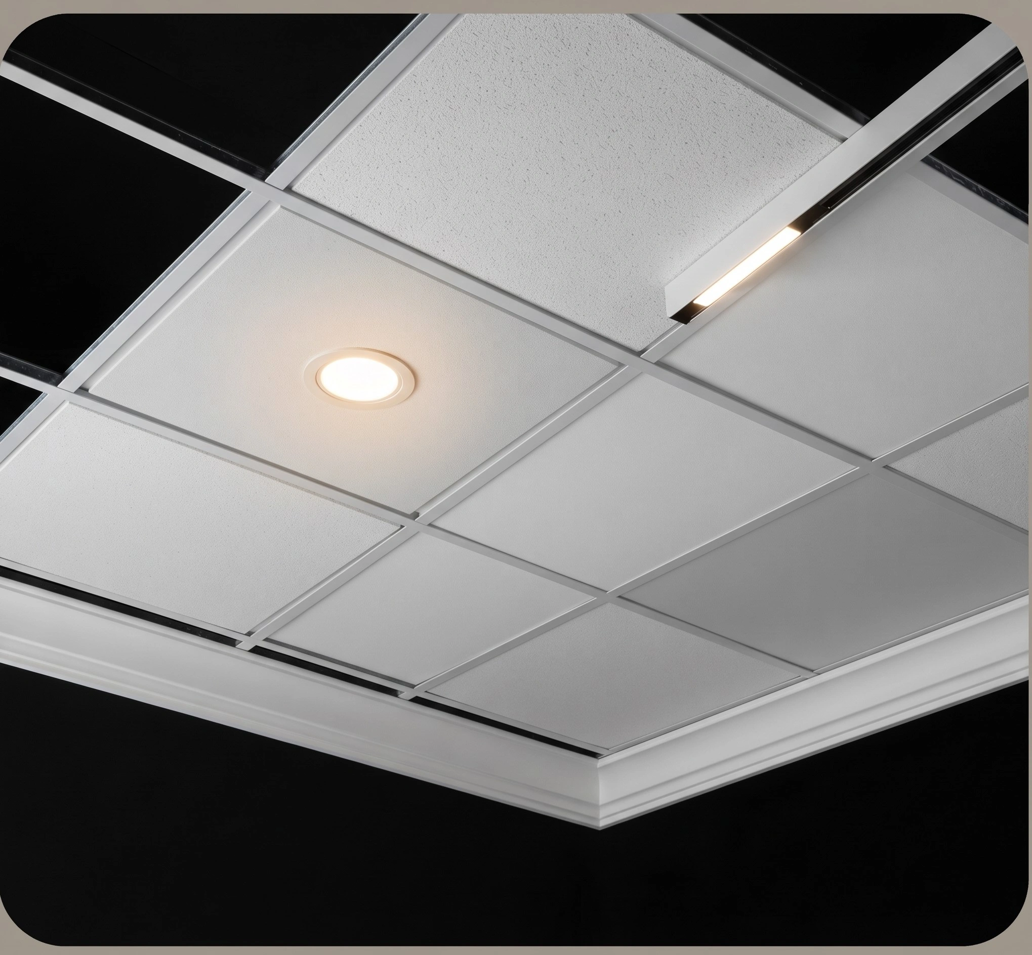 Gypsum false ceiling with downlights being installed in Islamabad