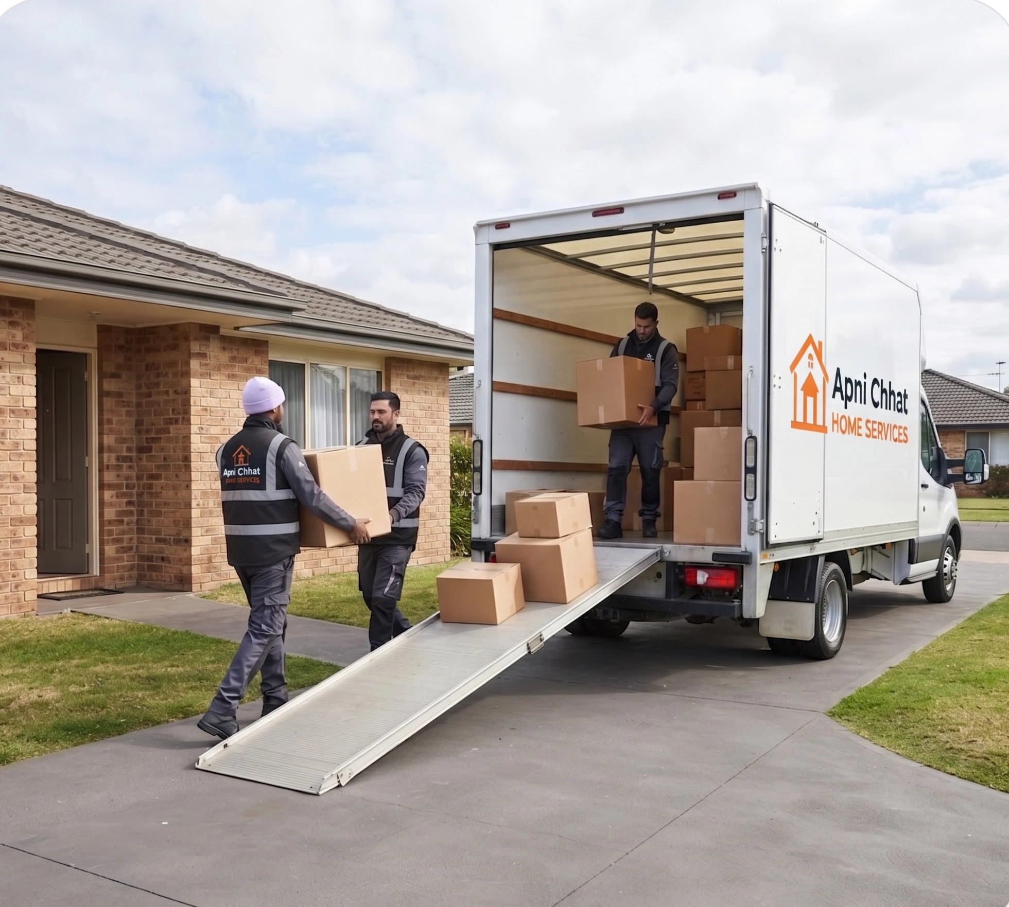 Apni Chhat crew loading a house move onto a truck in Islamabad