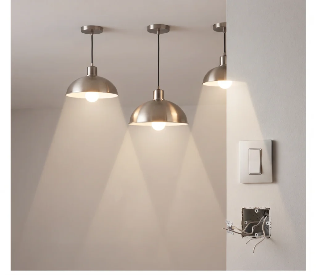 Light fittings installed and wired in an Islamabad home