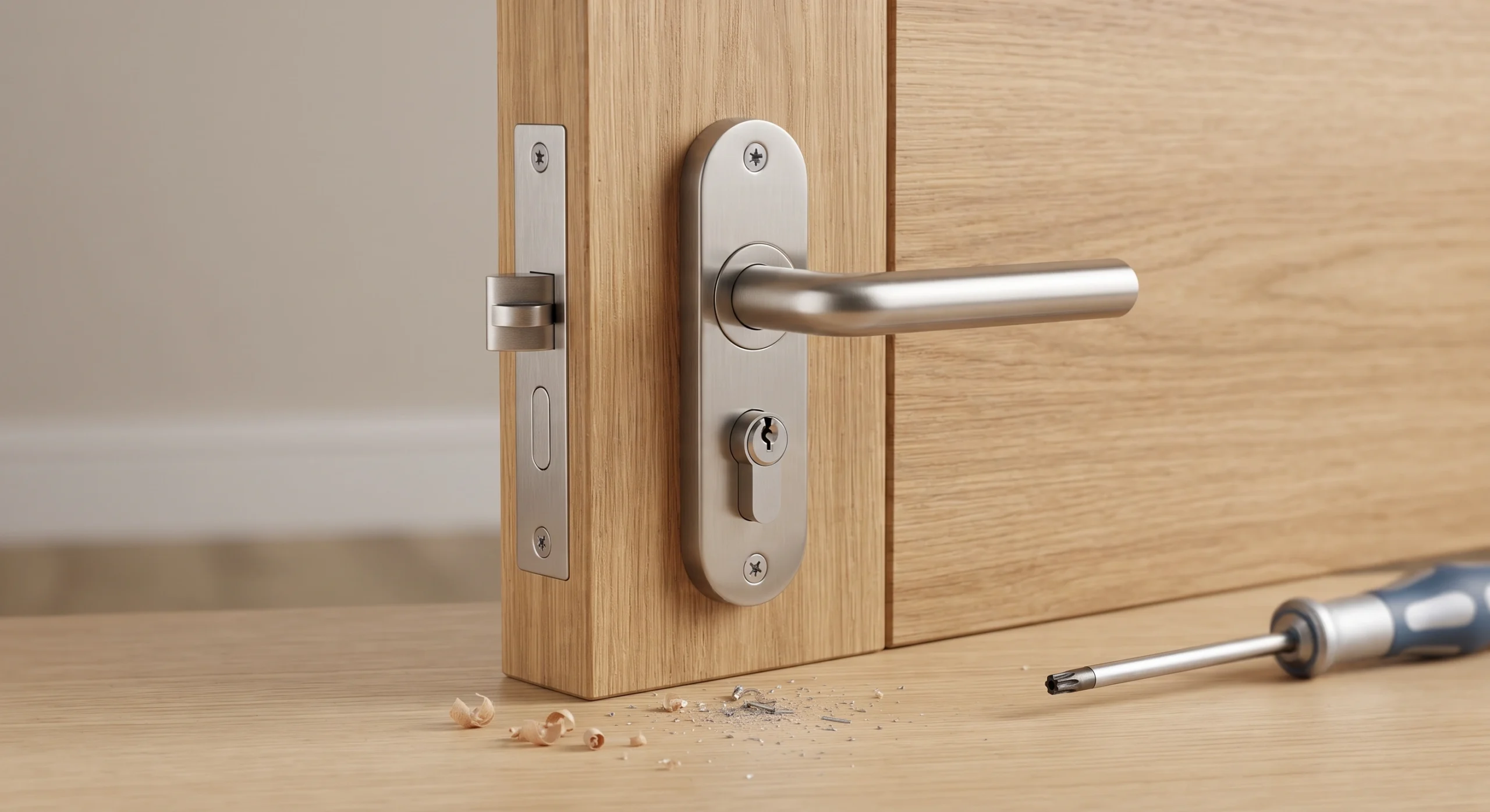 Door lock and handle being replaced by a carpenter in Islamabad
