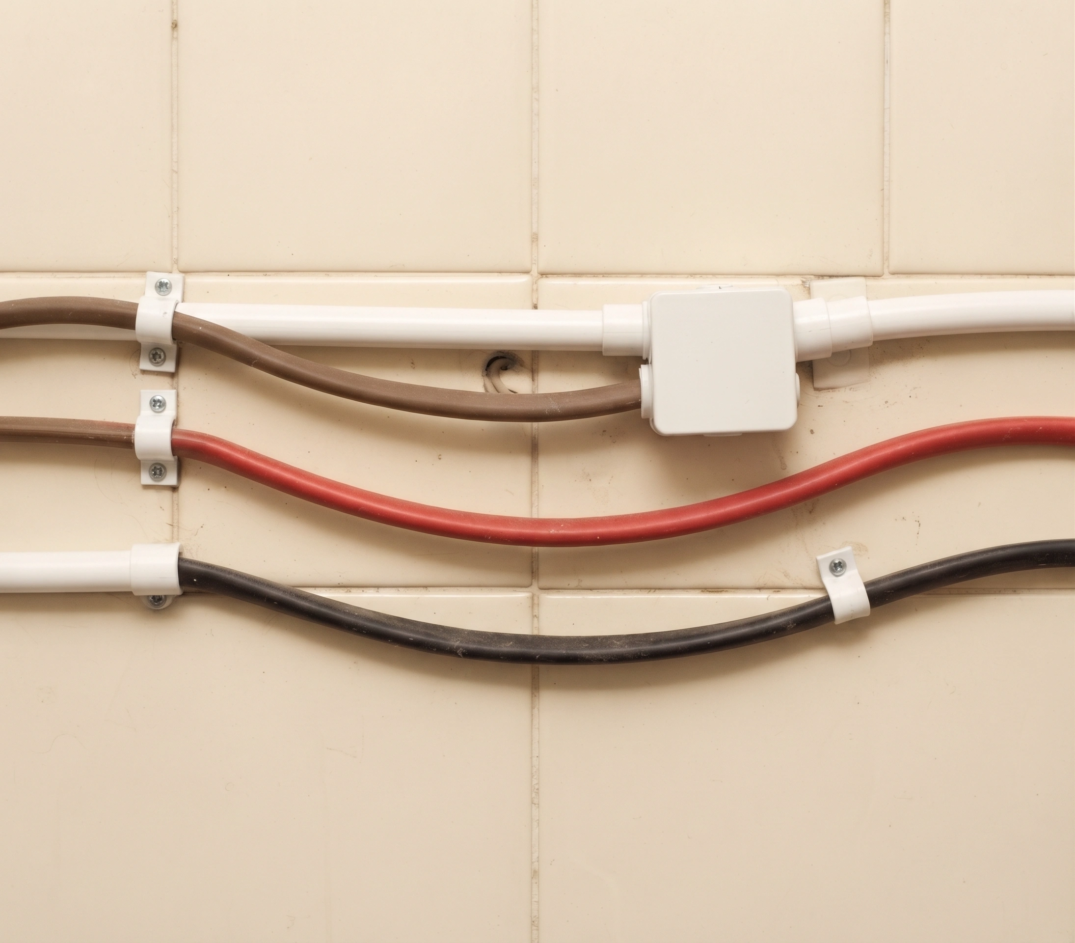 The same run re-cabled inside conduit with the joints in proper boxes