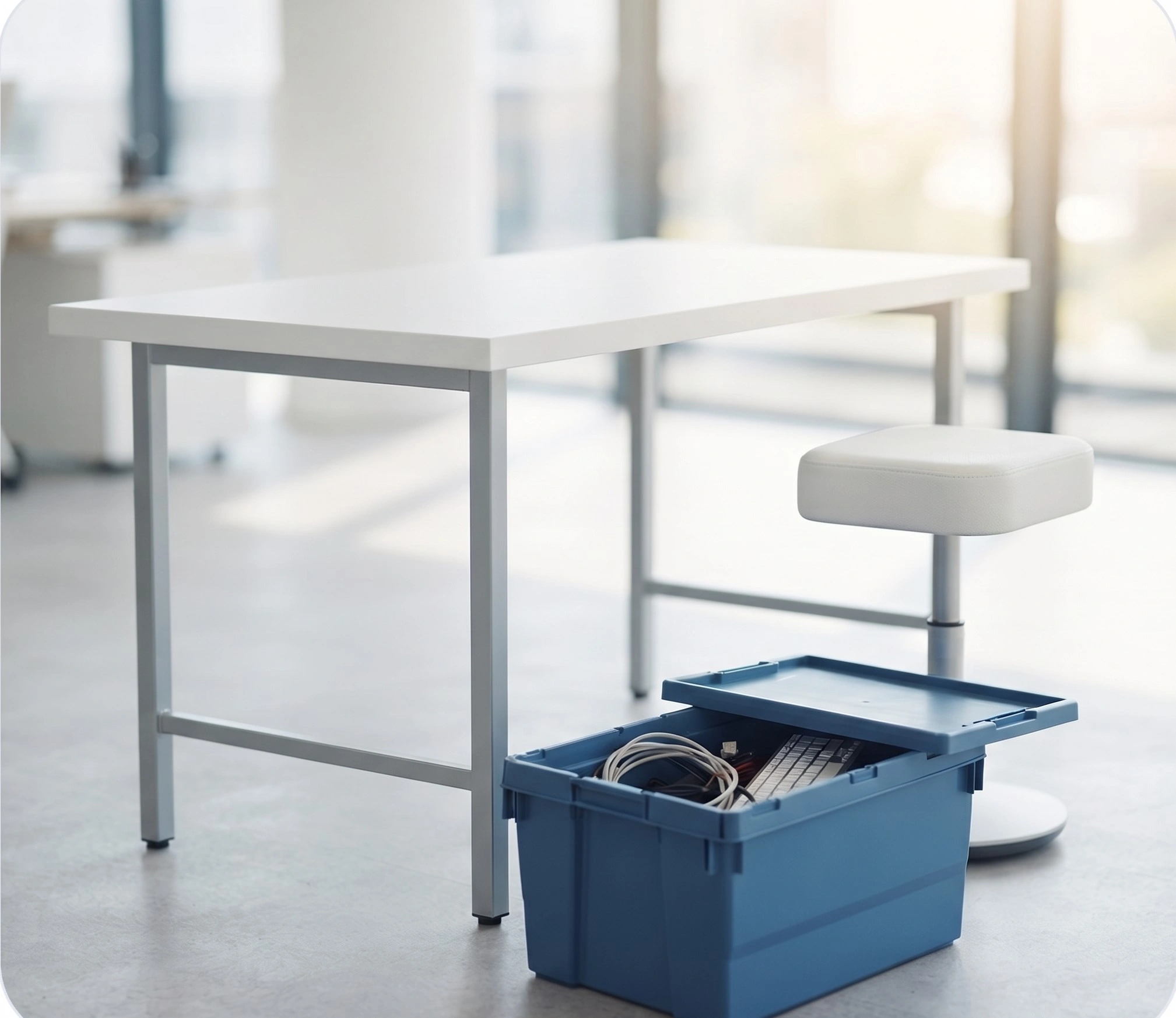 Office shifting in Islamabad with desks and crates being moved over a weekend