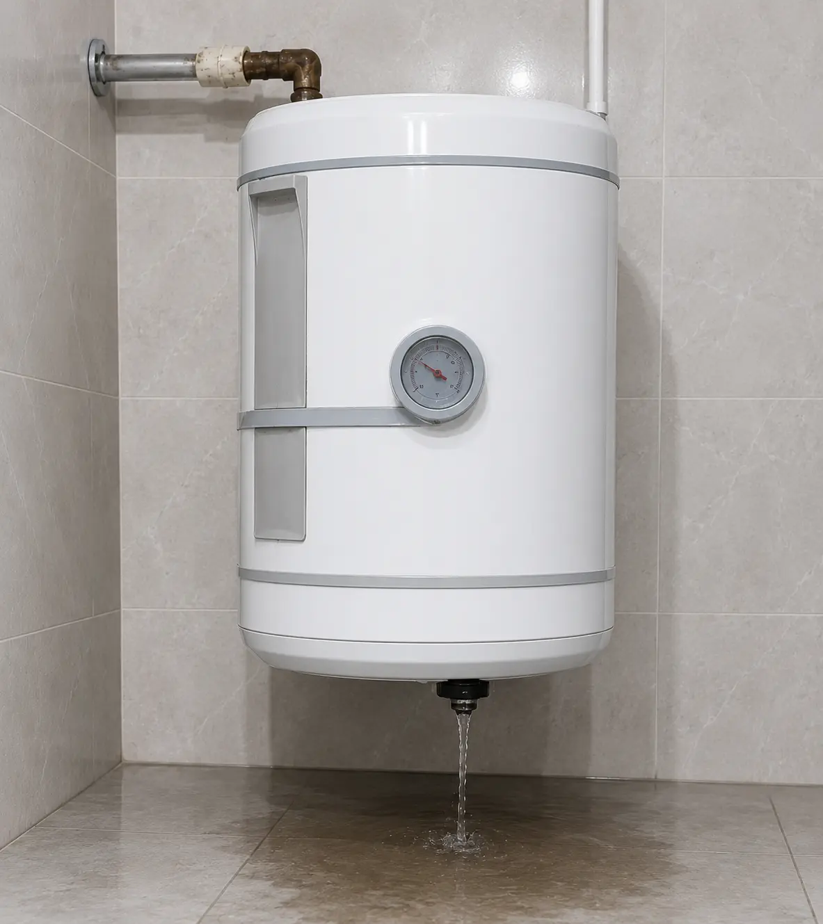 A new geyser installed level with tidy pipework and isolation valves