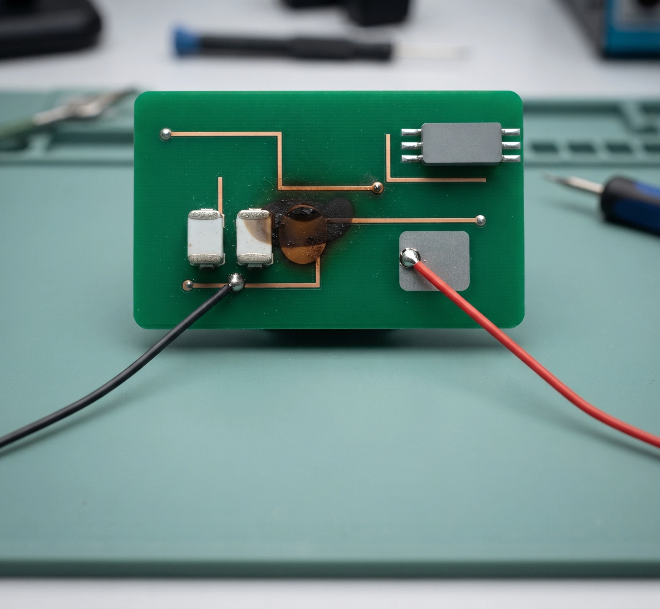 AC control board being tested for an electrical fault