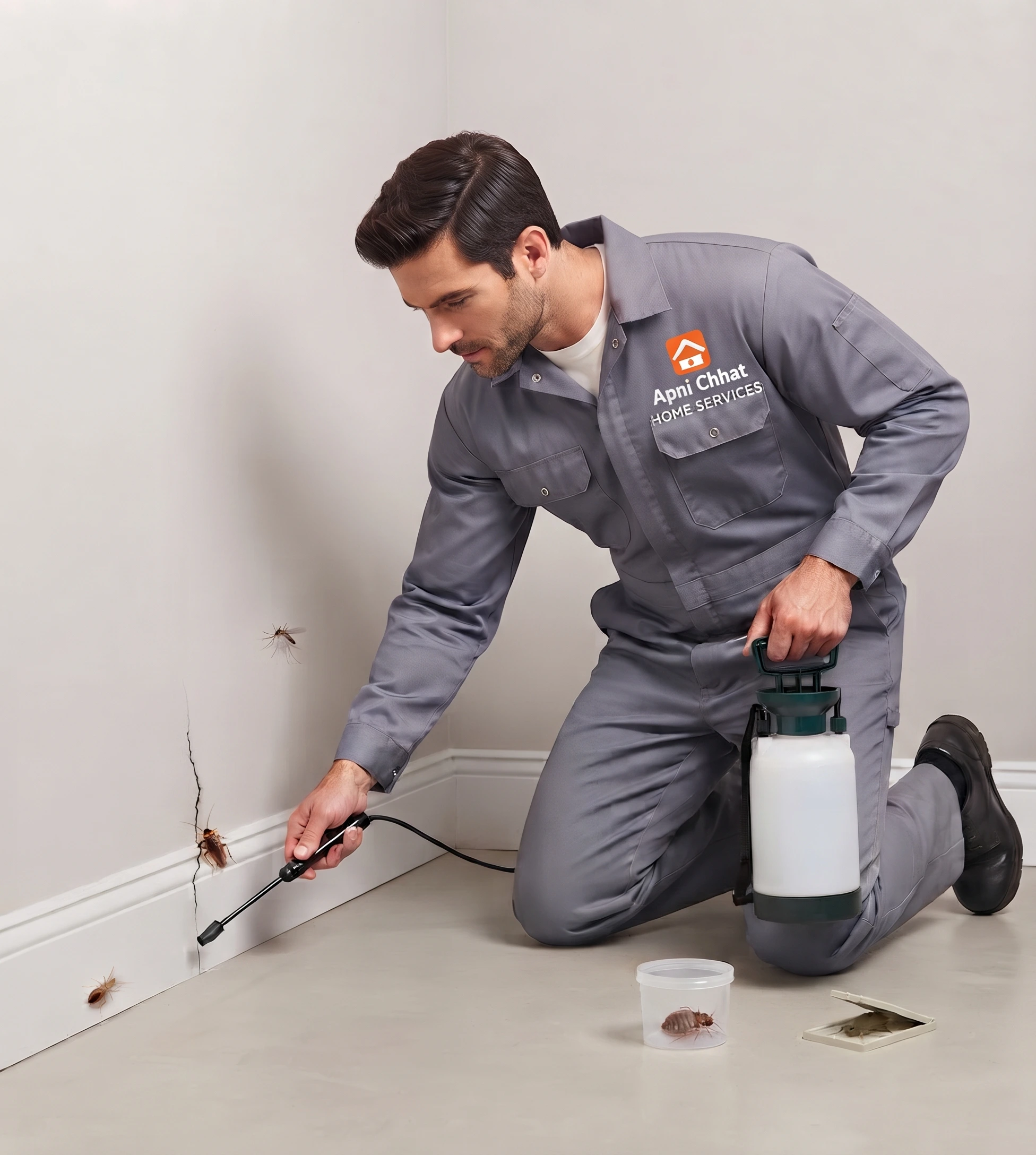 Apni Chhat technician carrying out a pest control treatment in an Islamabad property