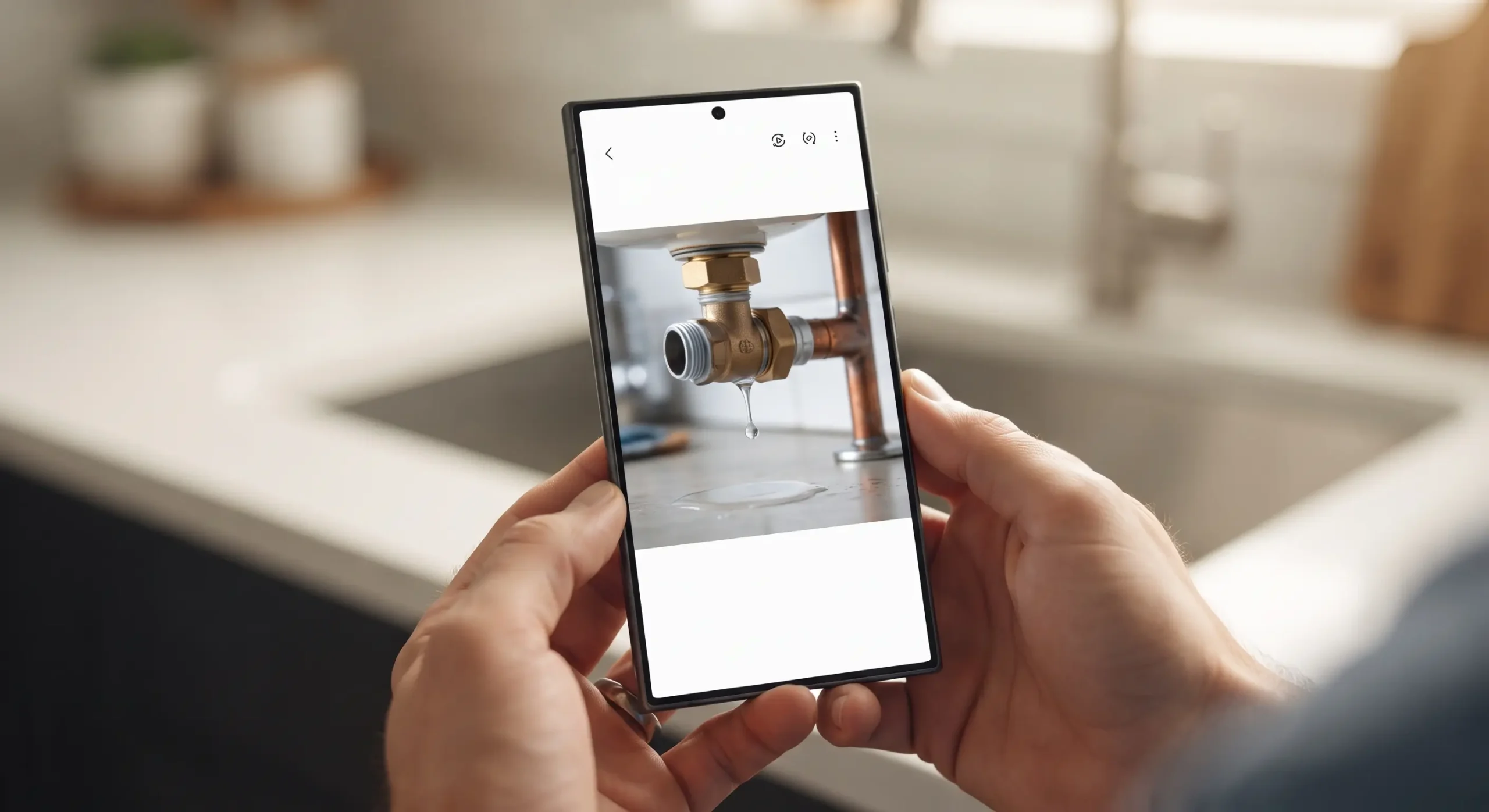 Customer sending a photo of a leaking pipe on WhatsApp