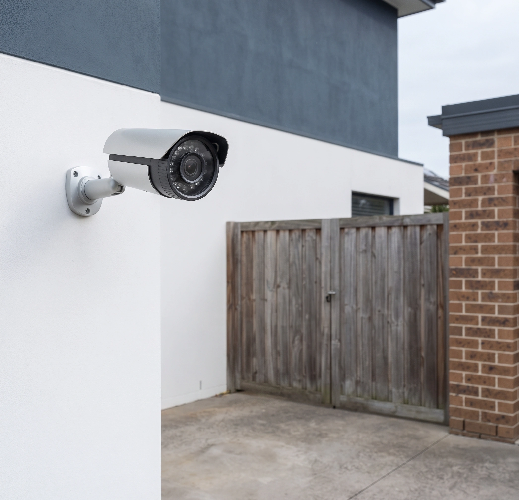 Customer photographing the gate and drive to send for a CCTV quote