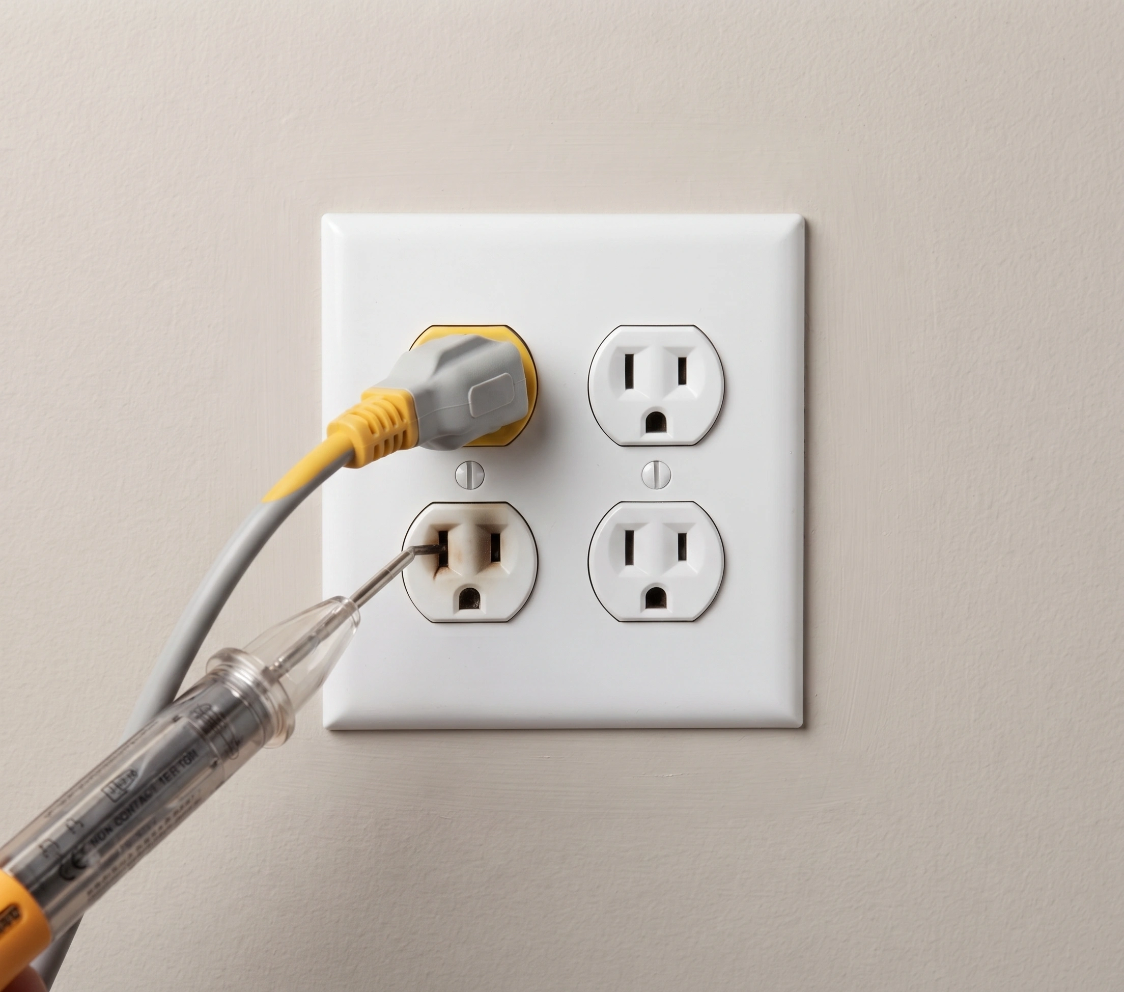 Wall socket and switch being replaced by an Apni Chhat electrician
