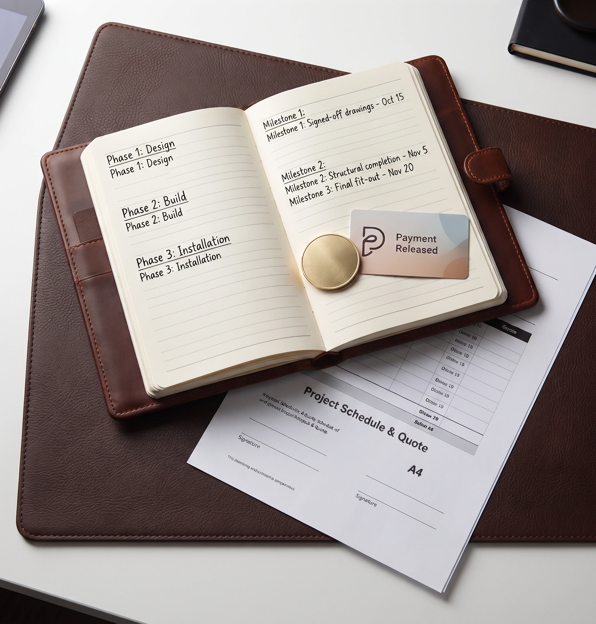 Renovation payment schedule set against milestones in a written quote
