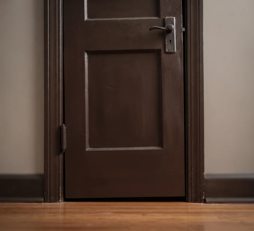 The same door planed and rehung, closing with an even gap all round