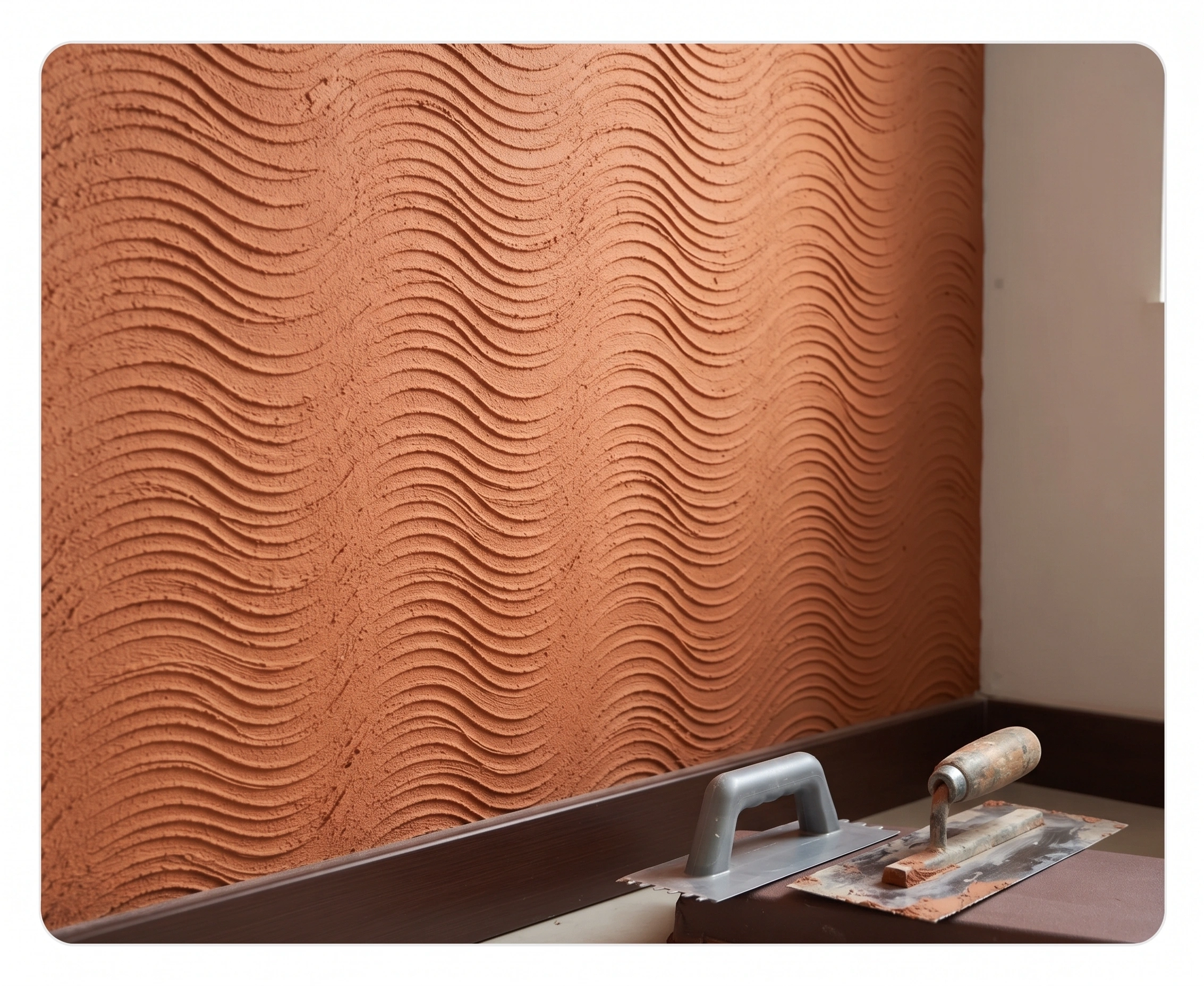 Textured feature wall finish being applied in an Islamabad home