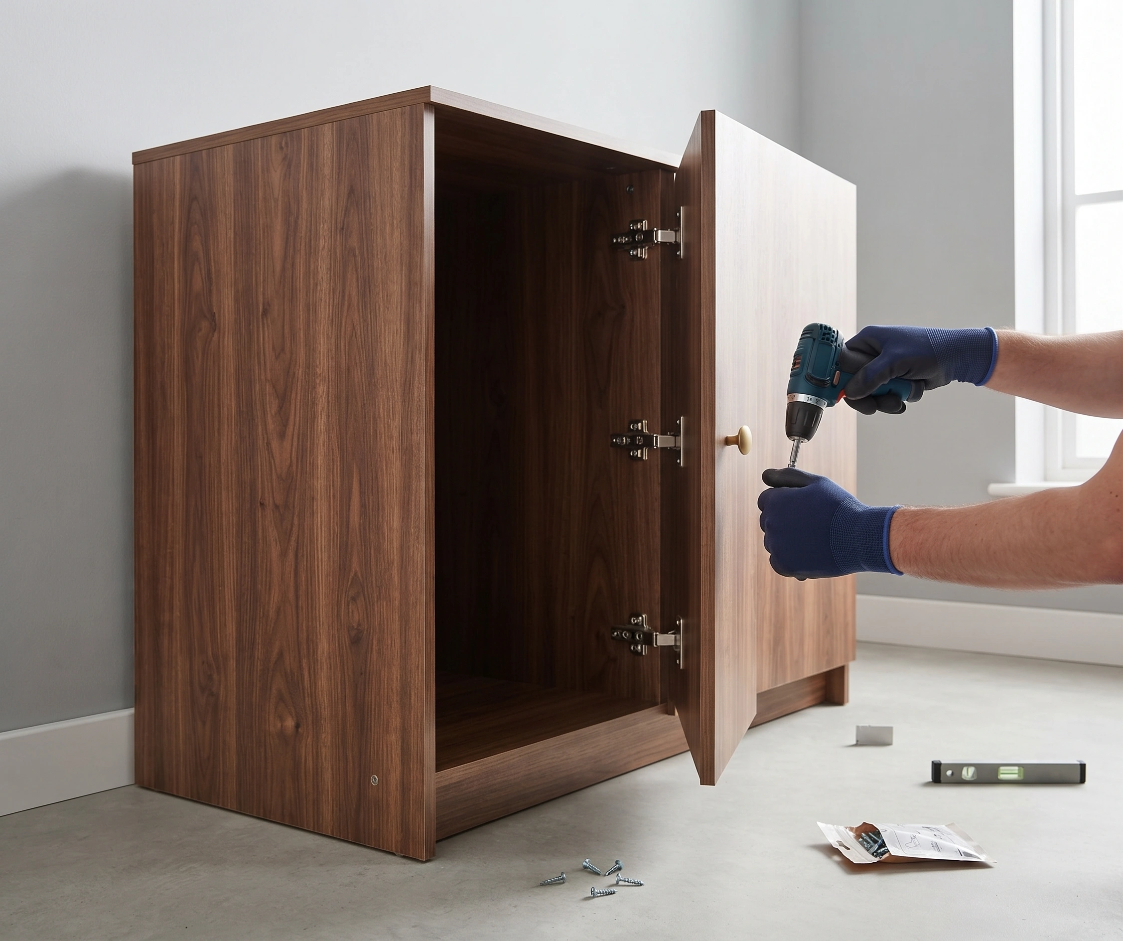 Wardrobe and flat-pack furniture being assembled in an Islamabad home